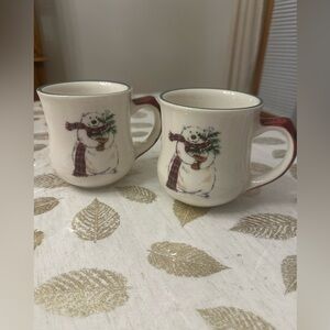Pfaltzgraff Snow Bear  Christmas coffee Mugs 16 oz set of 2 new